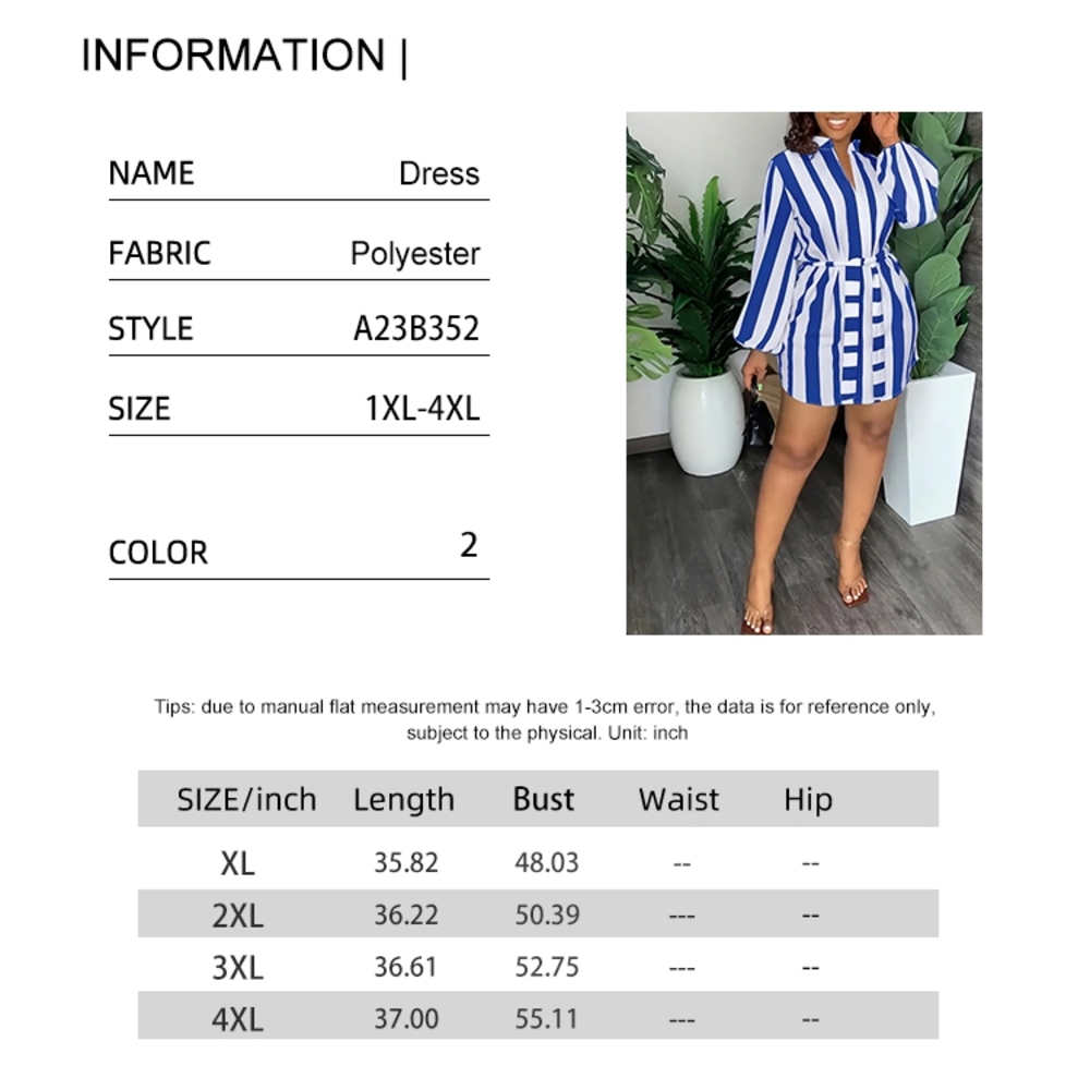 Blue and White Wrap Dress with Bishop Sleeves - Picture 6 of 6